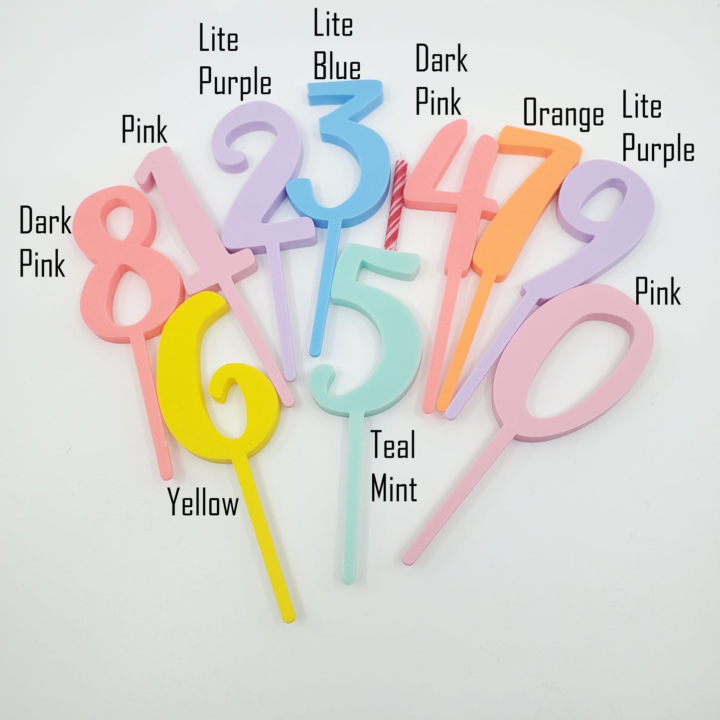 Number Cake Toppers (3" Tall/Set of 10)